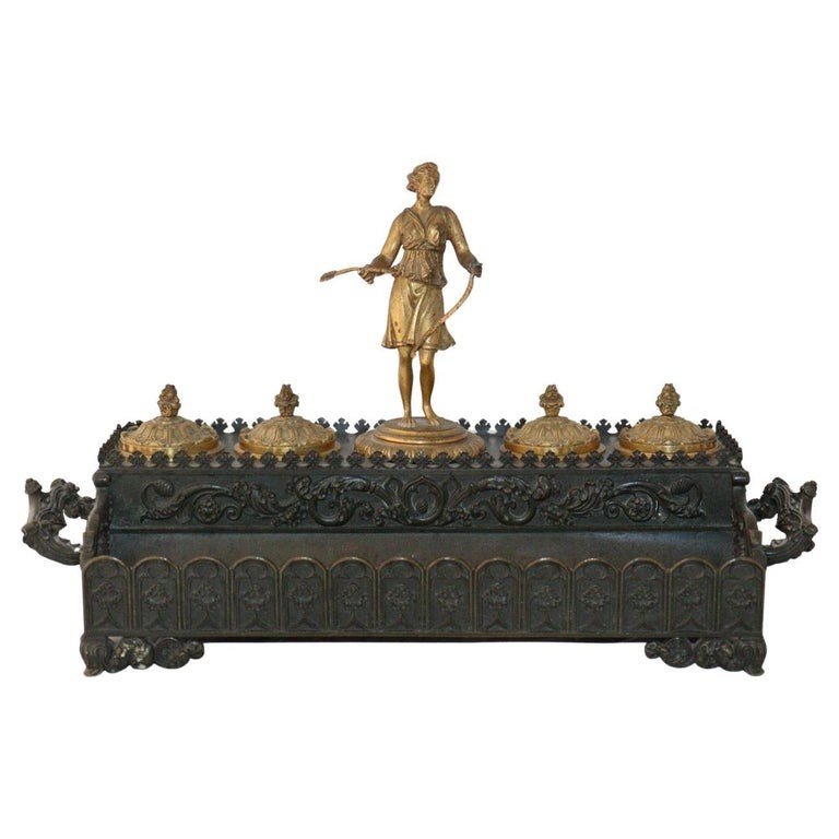 A French Neo-gothic Bronze Inkwell Circa 1850