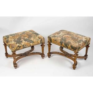 A French 19th Century Pair Of Louis XIV Style Stools