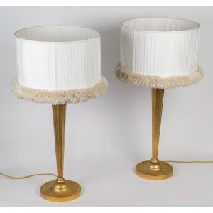 Pair Of Art Deco Table Lamps By Genet & Michon Circa 1925