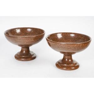 Pair Of Italian 19th Century Neo-classical Style Grand Tour Period Imperial Porphyry Tazzas