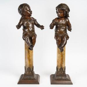 Paire de Sculptures en Bronze signées Lecorney, Circa 1890