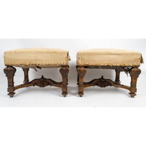 Pair Of Louis XIV Style Stools, Circa 1880