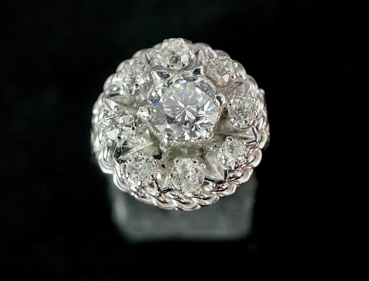 Ring In 18k White Gold Set With A Central Brilliant Of 0.65 Carat (vs-e/f)-photo-7