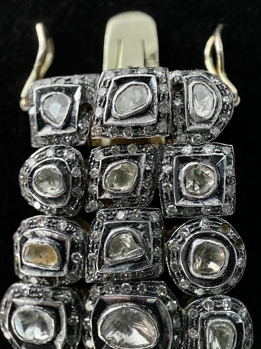 18th-19th Century Bracelet In Gold And Silver Set With 35 Carats Of Pink And 8/8 Cut Diamonds-photo-2