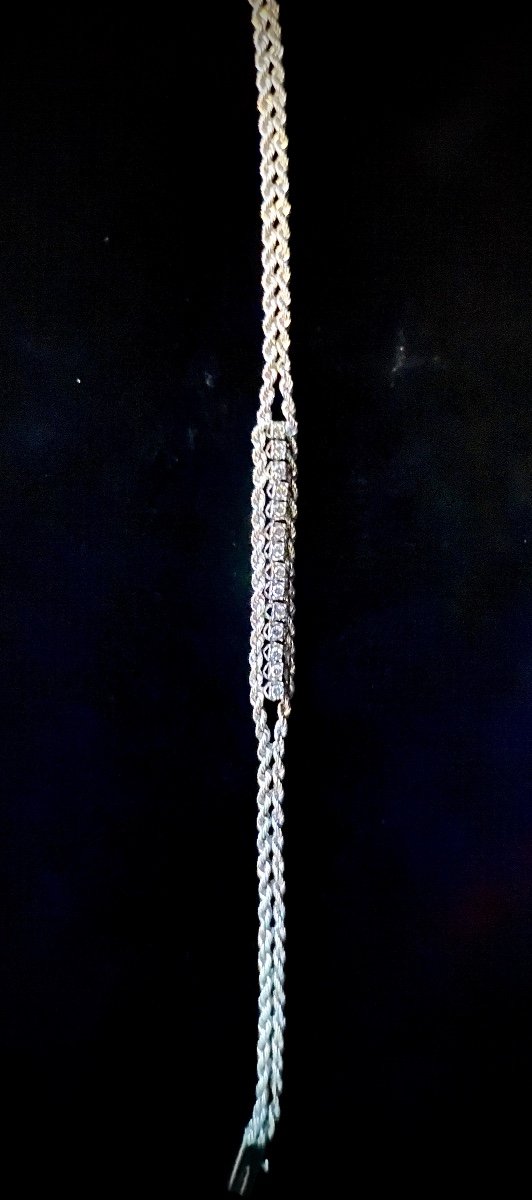 White Gold Bracelet Set With 14 Brillants Total: 0.42 Carat-photo-1