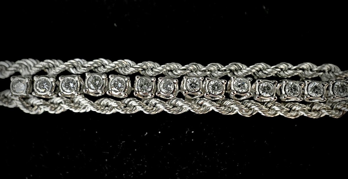 White Gold Bracelet Set With 14 Brillants Total: 0.42 Carat-photo-2