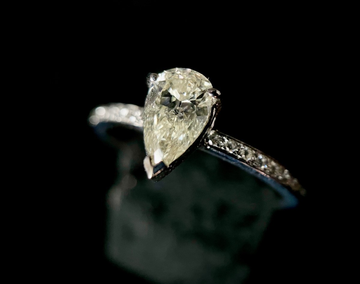 Alliance Complète Sertie d'Un Diamant Taillé En Poire De 0,75 Carat-photo-4