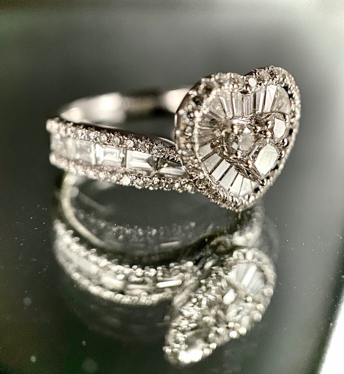 18k White Gold Ring Set With 3.16 Carats Of Baguette, Brilliant And Princess Diamonds-photo-4