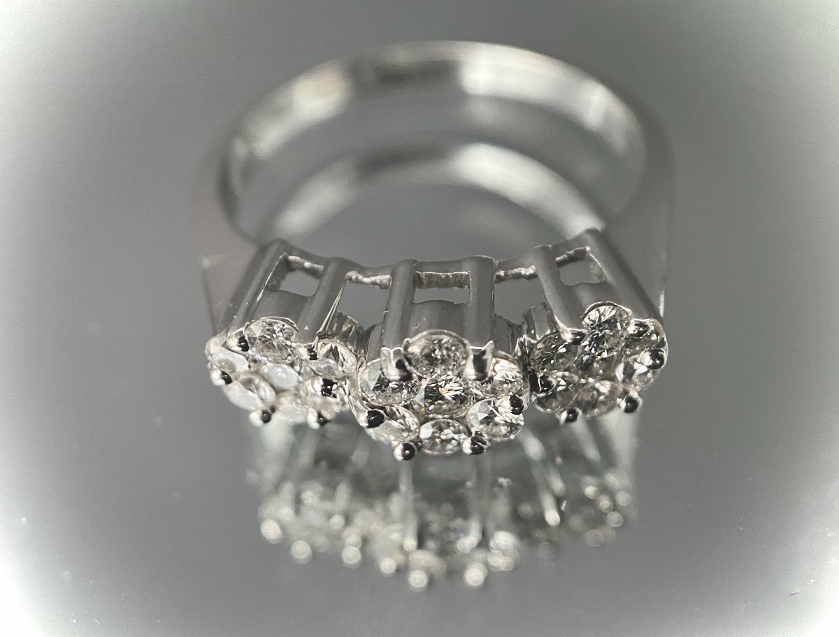 18k White Gold Ring Set With One Carat Of Brilliant Diamonds-photo-1