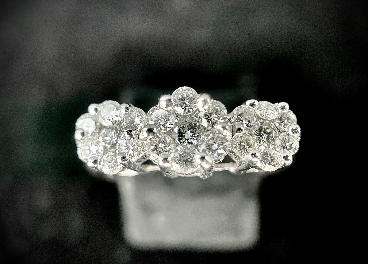 Bague Or Blanc 18k Sertie d'Un Carat De Brillants-photo-4