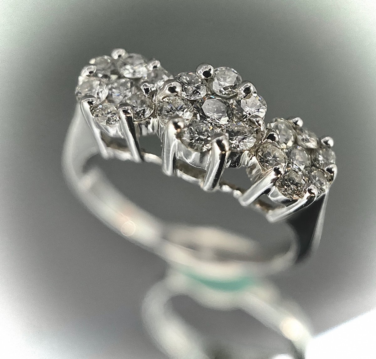 18k White Gold Ring Set With One Carat Of Brilliant Diamonds