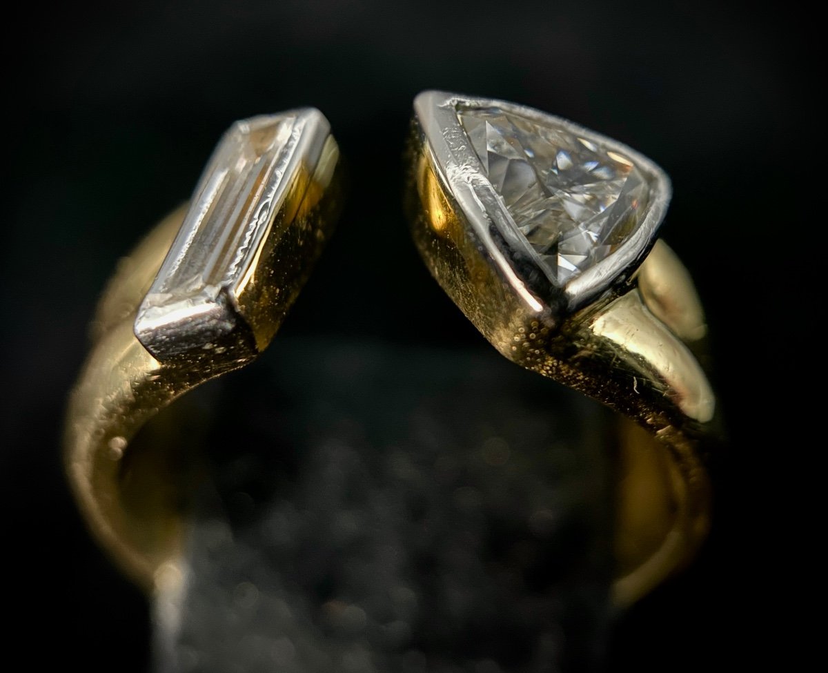 18k Yellow Gold Ring With 0.90 Carat Triangle Diamond (vs-g/h) And 0.35 Ct Baguette Diamond (si-g/h)-photo-7