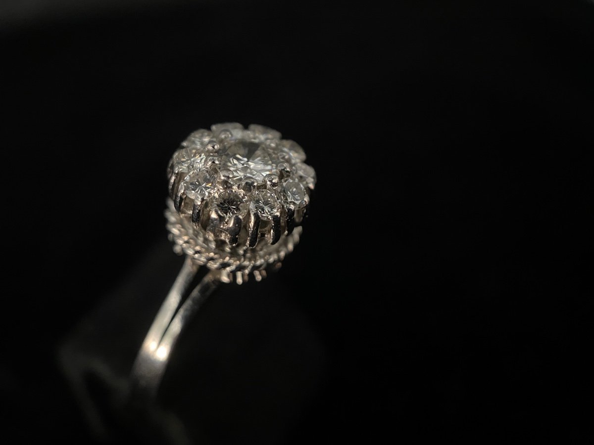 Marguerite Model Ring In 18k Gold With 0.30 Carat Central Diamond (vs-h/i)-photo-1