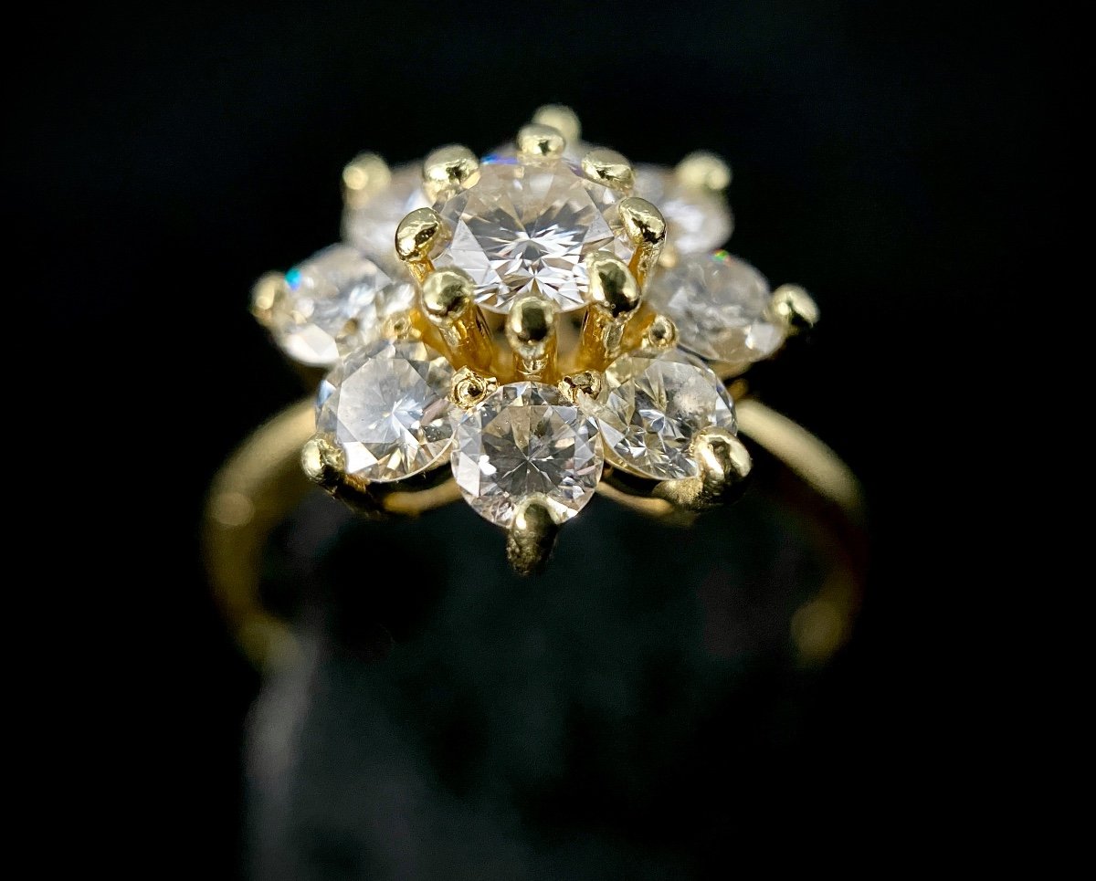 Bague Modèle Marguerite Or 18k Avec Diamant Central De 0,30 Carat (vs-g/h)-photo-2