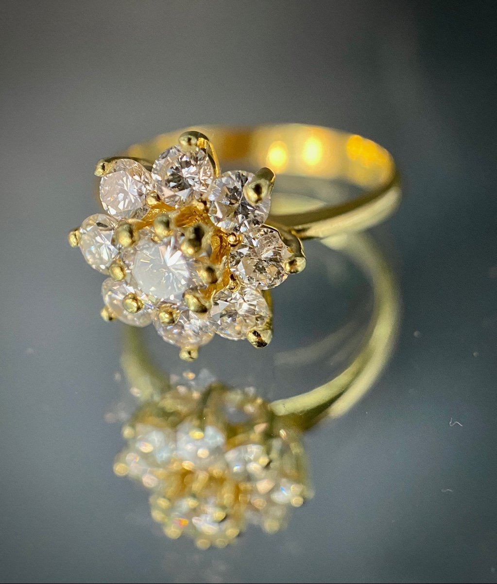 Bague Modèle Marguerite Or 18k Avec Diamant Central De 0,30 Carat (vs-g/h)-photo-4