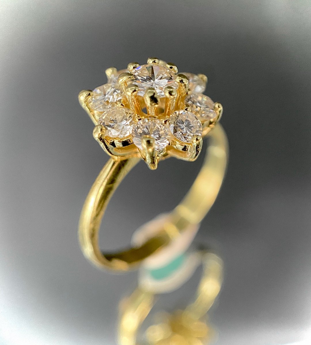 Bague Modèle Marguerite Or 18k Avec Diamant Central De 0,30 Carat (vs-g/h)-photo-5