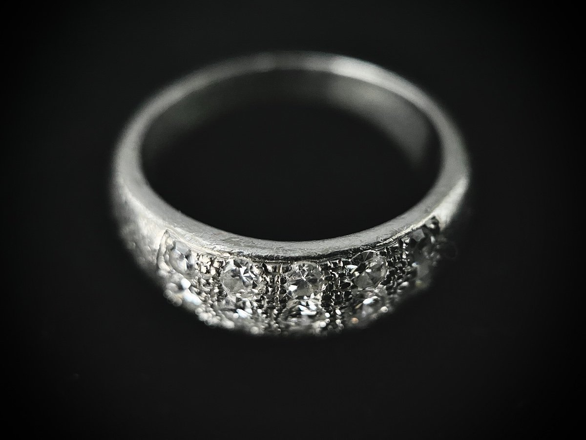 Bague Année 60/70 En Or 18k Sertie De 15 Diamants Taillés En 8/8 Et Brillants Total 0,75 Carat-photo-1