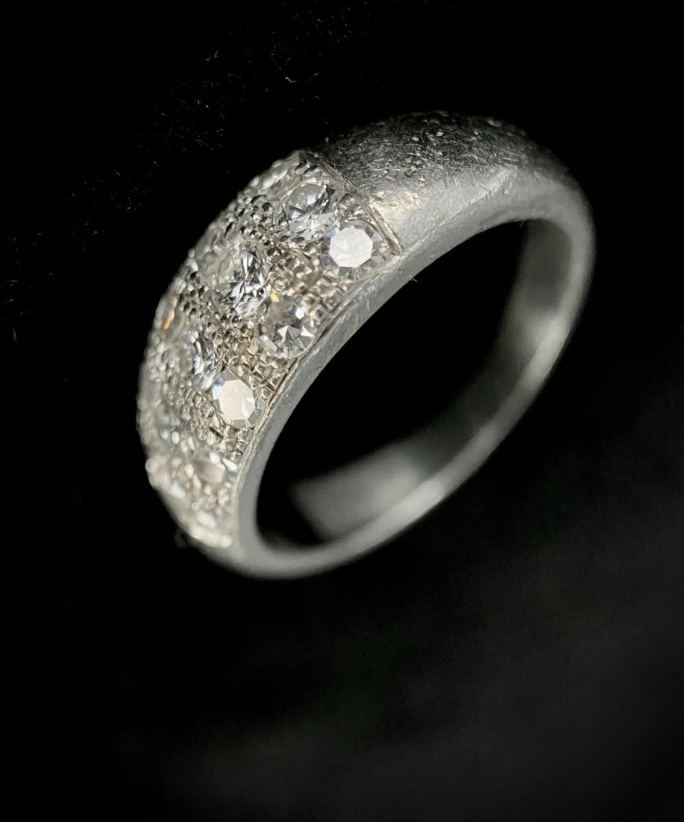 Bague Année 60/70 En Or 18k Sertie De 15 Diamants Taillés En 8/8 Et Brillants Total 0,75 Carat-photo-3