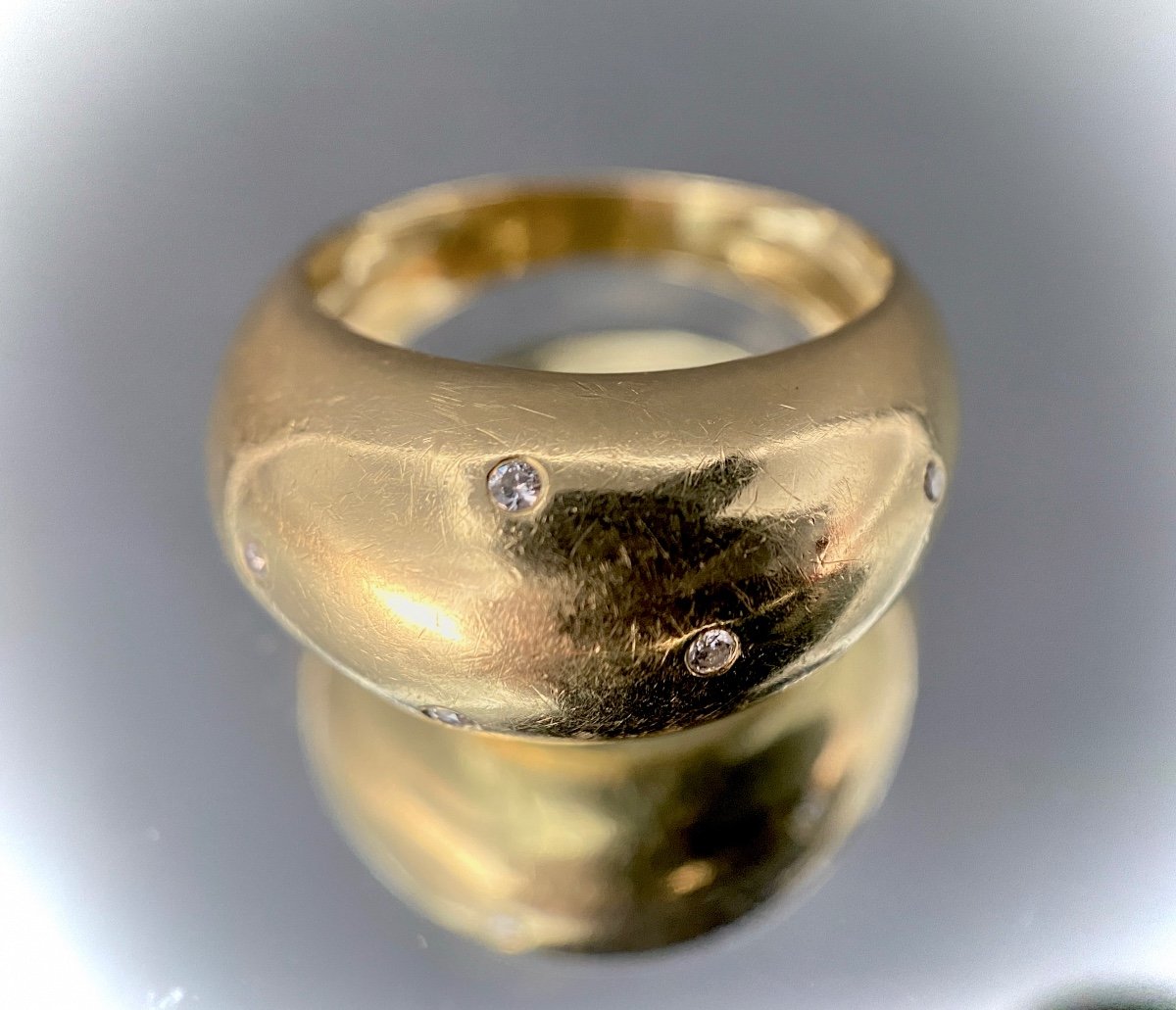 18k Yellow Gold Dome Ring Set With 6 Brilliants. 7.9 Grams-photo-4