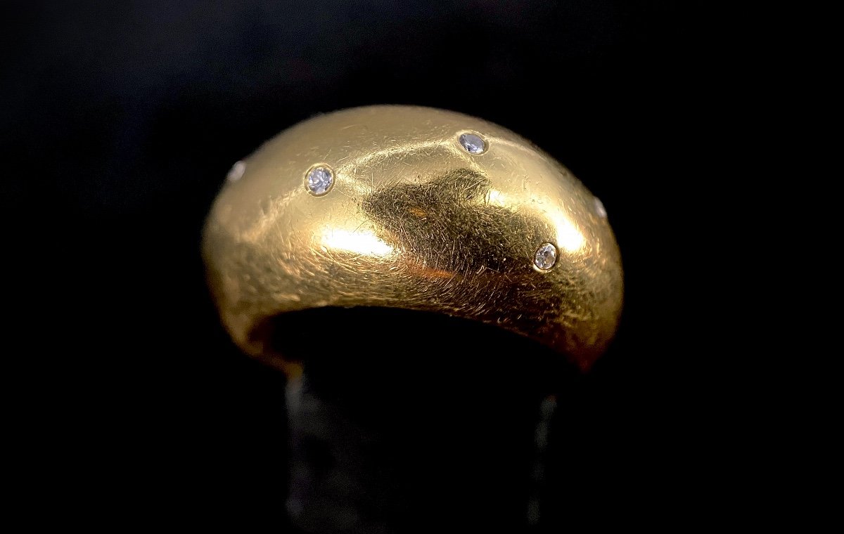 18k Yellow Gold Dome Ring Set With 6 Brilliants. 7.9 Grams-photo-6