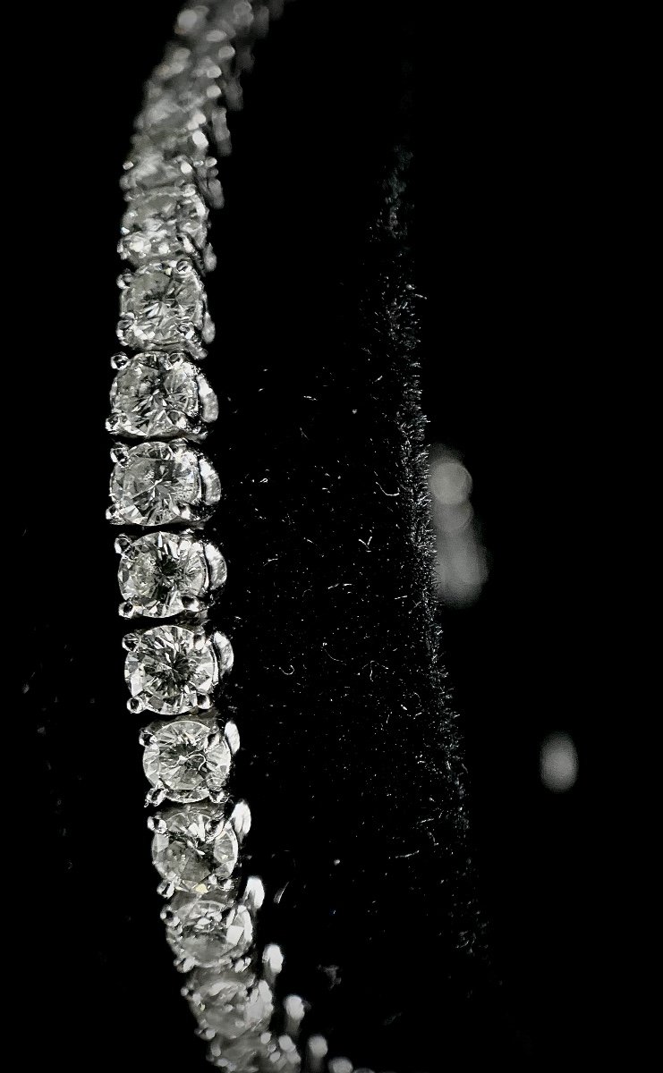 Bracelet Rivière En Or Blanc 18k Sertie De 54 Diamants De 0,10 Carat Chacun Total: 5,40 Carats-photo-2