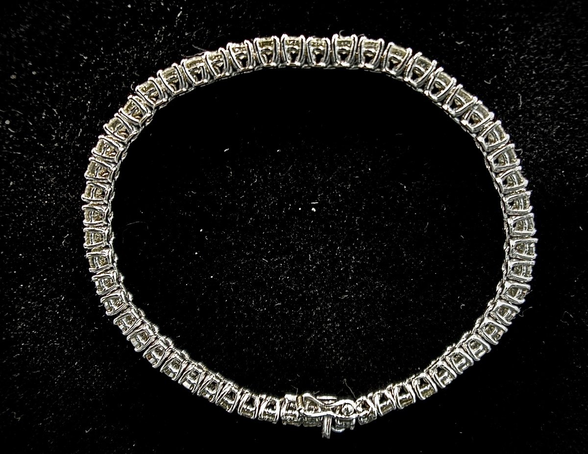 Bracelet Rivière En Or Blanc 18k Sertie De 54 Diamants De 0,10 Carat Chacun Total: 5,40 Carats-photo-4