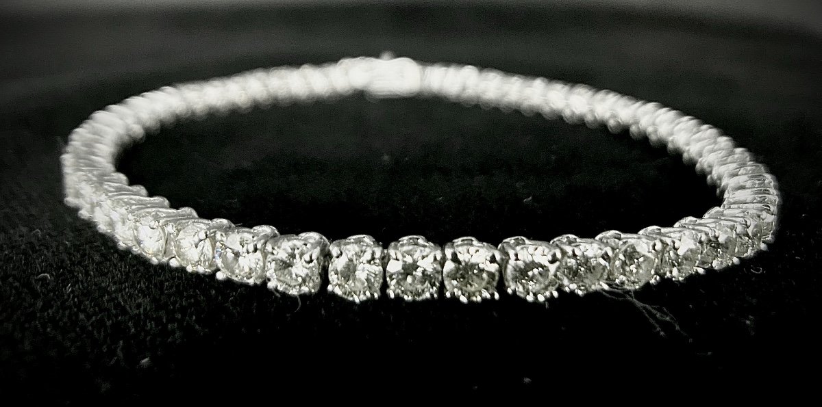 Bracelet Rivière En Or Blanc 18k Sertie De 54 Diamants De 0,10 Carat Chacun Total: 5,40 Carats-photo-5