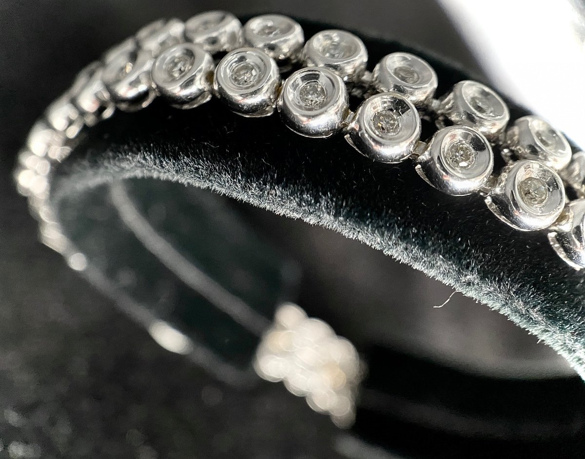 18k White Gold Double River Bracelet Decorated With 2.40 Carats Of Brilliant-cut Diamonds-photo-4