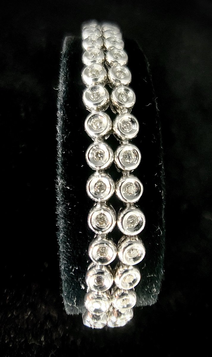 18k White Gold Double River Bracelet Decorated With 2.40 Carats Of Brilliant-cut Diamonds-photo-5