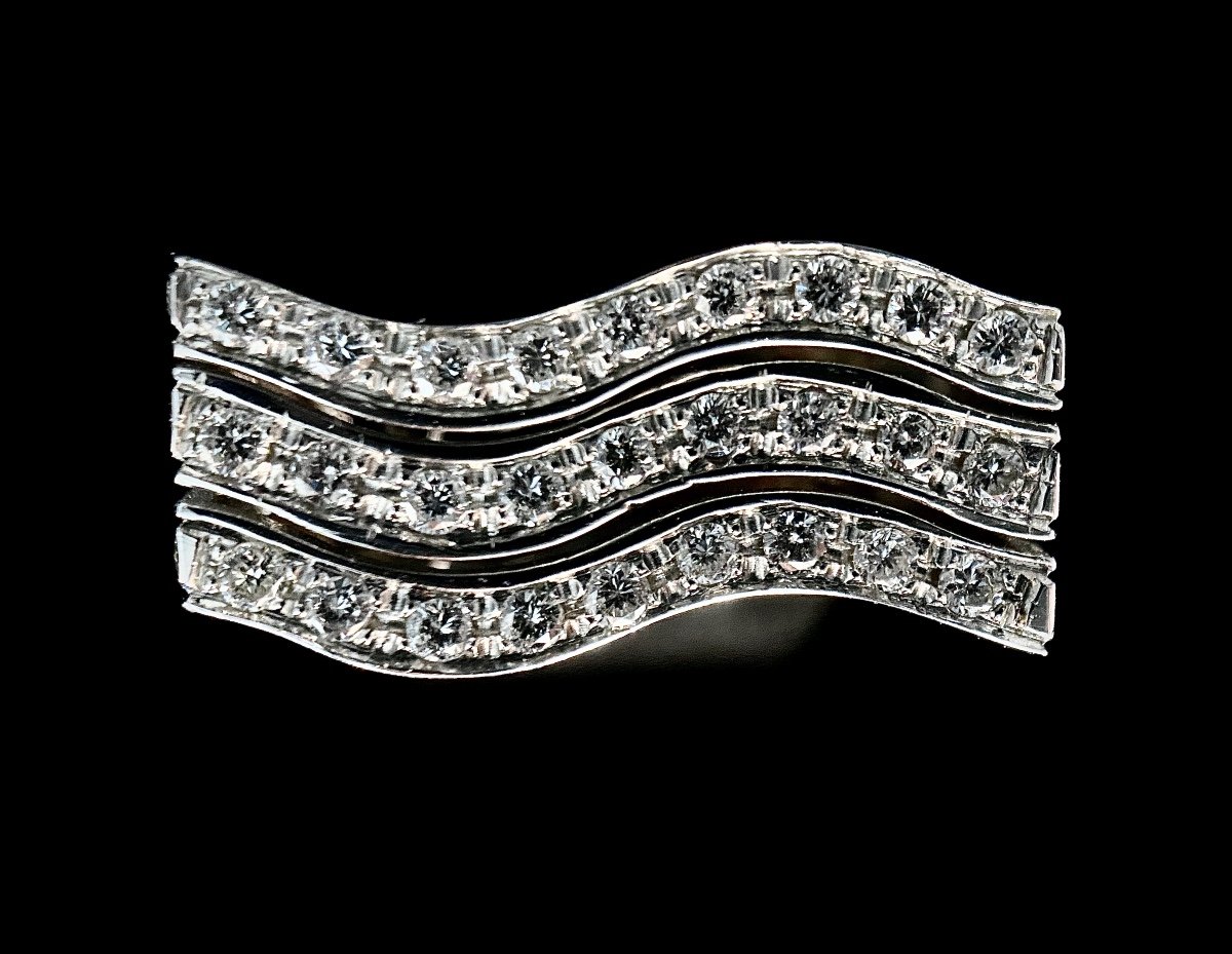 18k White Gold Three-ring Ring Set With 1.14 Carats Of Brilliant-cut Diamonds-photo-2