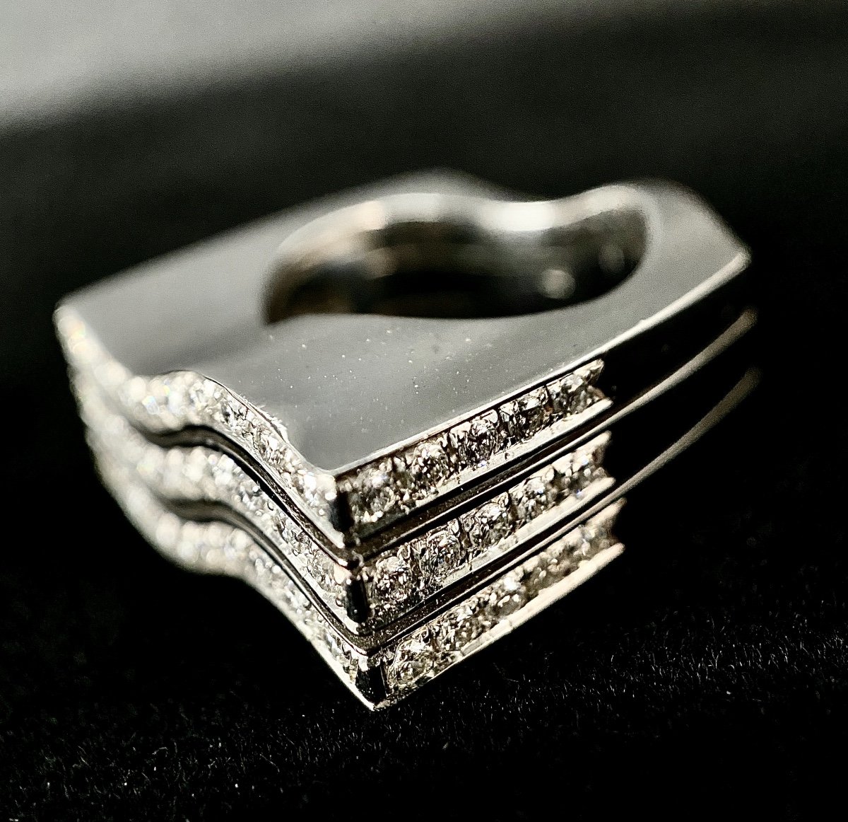 18k White Gold Three-ring Ring Set With 1.14 Carats Of Brilliant-cut Diamonds-photo-4