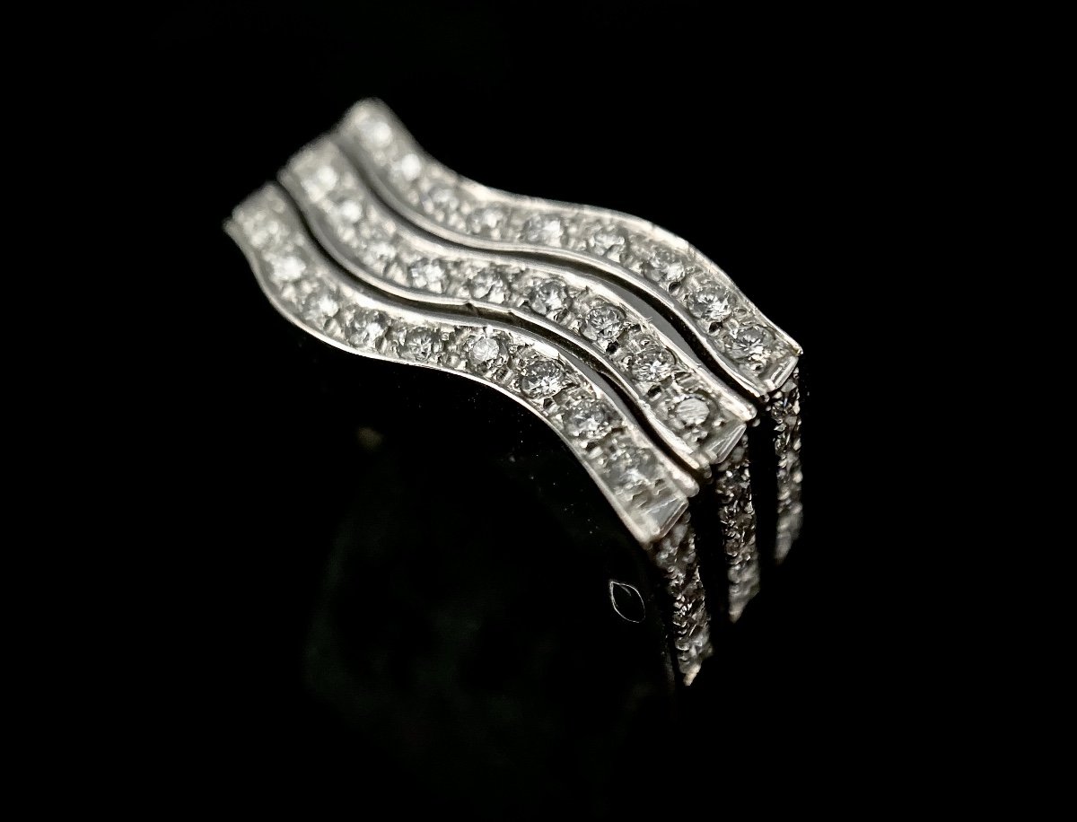 18k White Gold Three-ring Ring Set With 1.14 Carats Of Brilliant-cut Diamonds