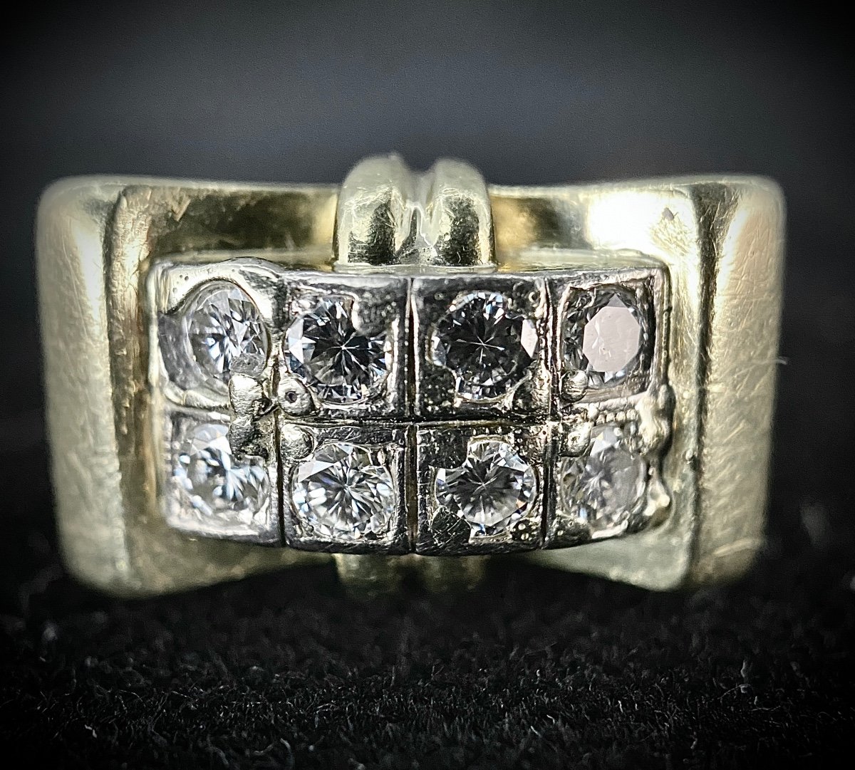 Bague Modèle Tank, 1940/50,  En Or Bicolore Avec 8 Diamants Poids: 0,50 Carat (vs-g/h)-photo-4