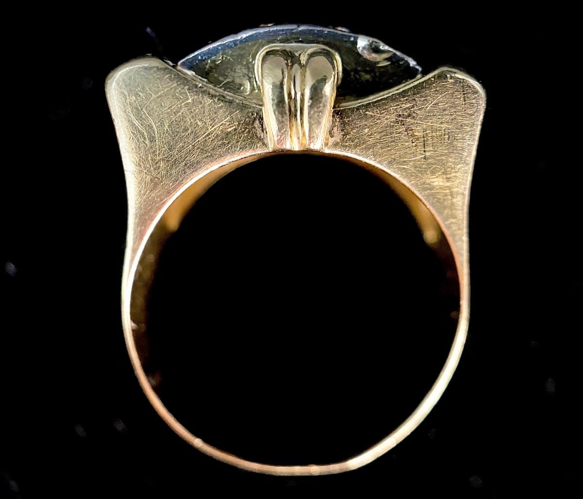 Bague Modèle Tank, 1940/50,  En Or Bicolore Avec 8 Diamants Poids: 0,50 Carat (vs-g/h)-photo-6