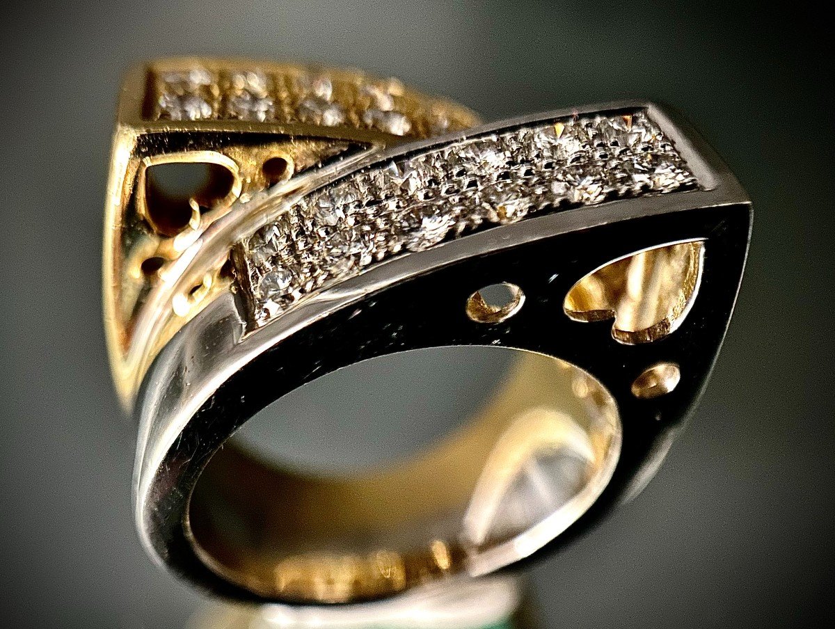 18k White And Yellow Gold Ring Set With 1.20 Carats Of Diamonds-photo-4