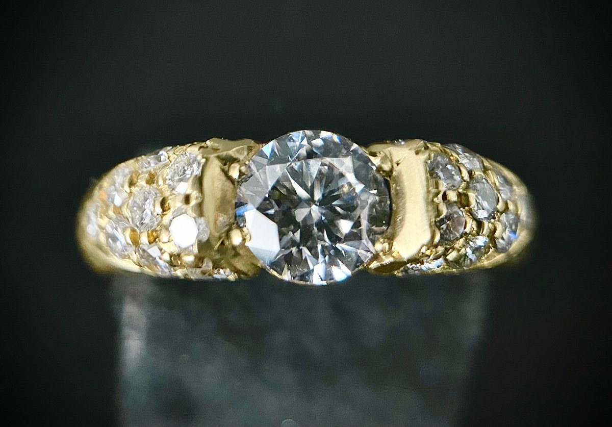 Ring Set With A Brilliant Of 0.65 Carat (vs-e/f) + 0.60 Carat Around-photo-1