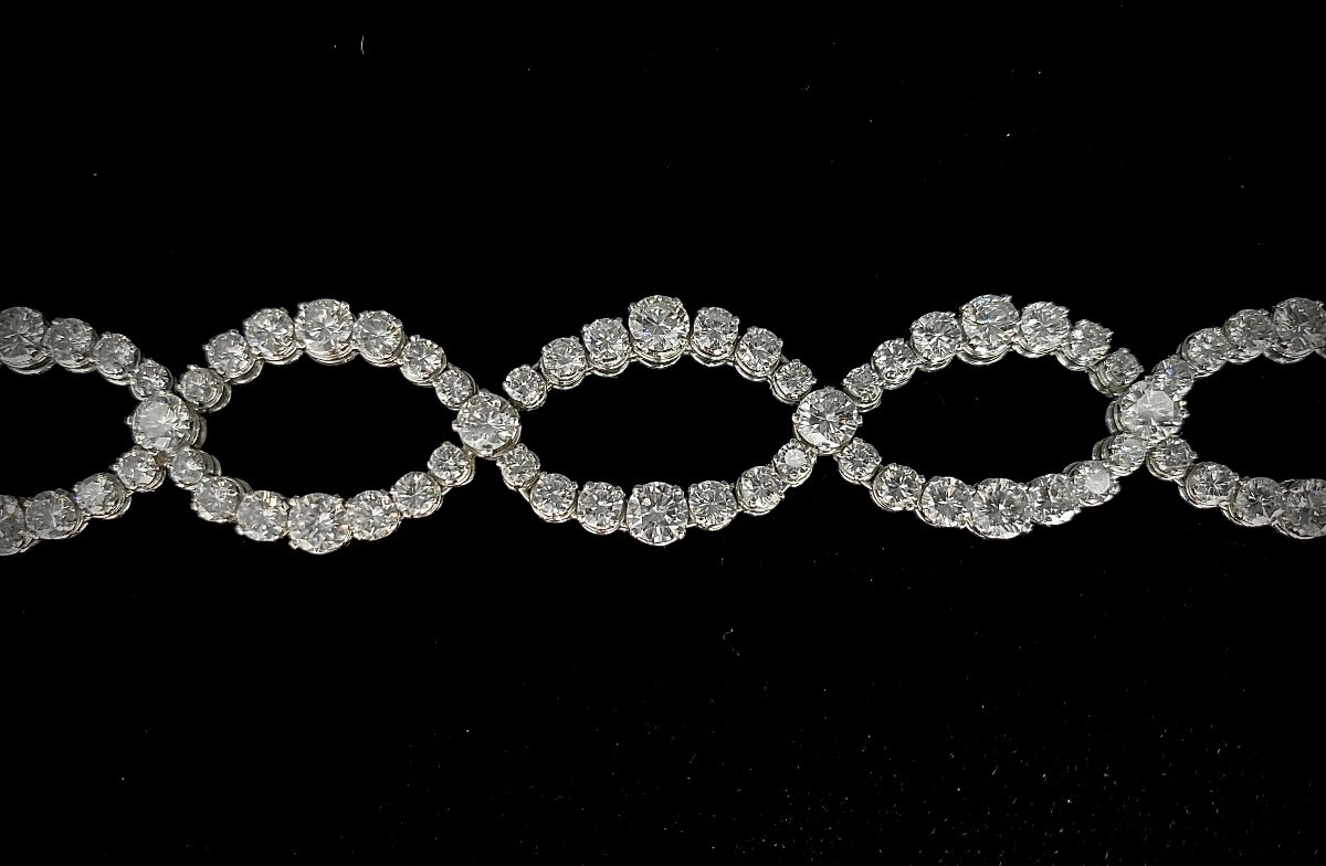 Bracelet Articulé En Or Blanc 18 K Orné De 122 Diamants Total: 17,50 Carats-photo-8