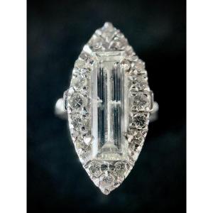 Marquise Ring Set With A 2 Carat Diamond And 1 Carat Of Brilliants