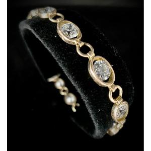 Old Link Bracelet Set With 13 Brilliant Cut Diamonds Of 0.60 Carat Each (e/f-vs)