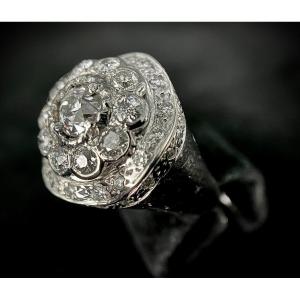 Bague En Or Blanc 18 Carats Sertie De 2,14 Carats De Brillants