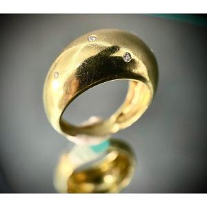 18k Yellow Gold Dome Ring Set With 6 Brilliants. 7.9 Grams