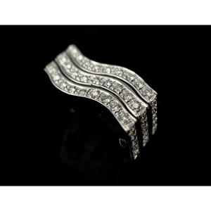 Bague Trois Anneaux En Or Blanc 18k Sertie De 1,14 Carats De Diamants Taille Brillant