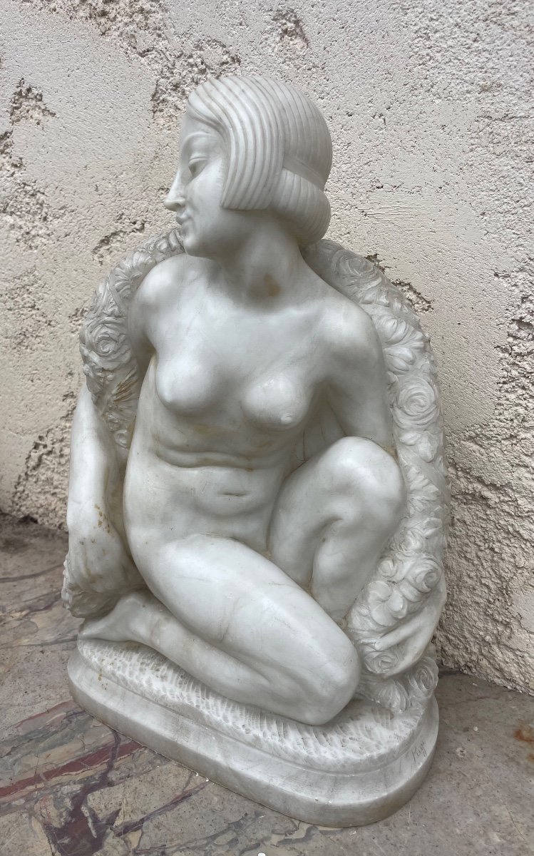 Art Deco Marble Nude Woman -photo-2