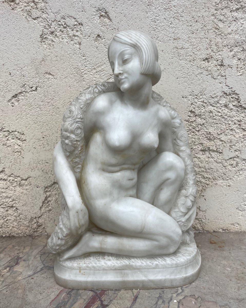 Art Deco Marble Nude Woman 