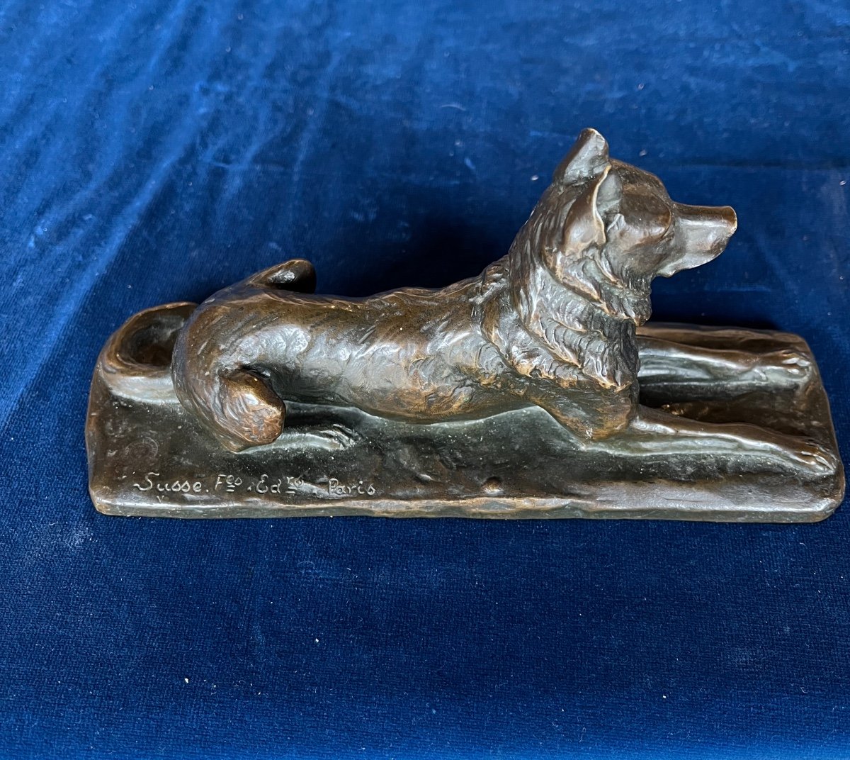 German Shepherd Dog In Bronze By Pierre Nicolas Tourgueneff Fonte Susse Et Frères-photo-3