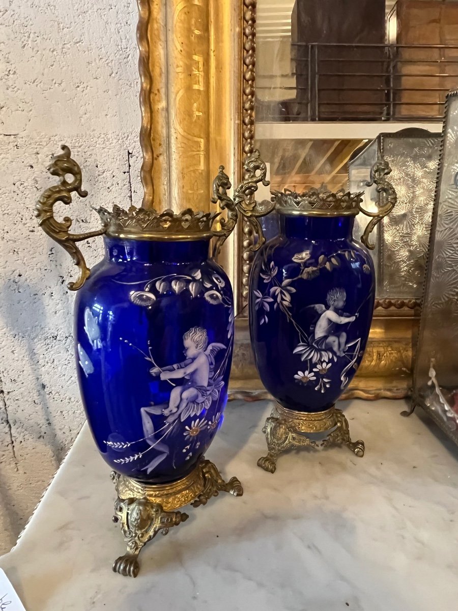 Pair Of Vases In The Taste Of Mary Gregory