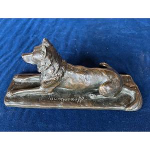 German Shepherd Dog In Bronze By Pierre Nicolas Tourgueneff Fonte Susse Et Frères