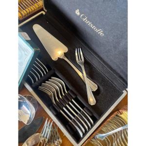 Christofle Boréal, 12 Cake Forks, Pie Server, Cake Set With Case