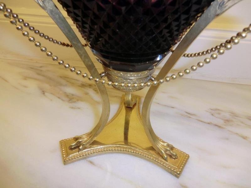 Empire Style Vase. Bronze. Glass. H-31cm-photo-1