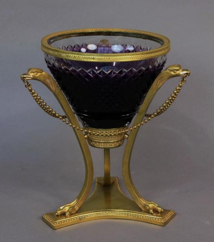 Empire Style Vase. Bronze. Glass. H-31cm